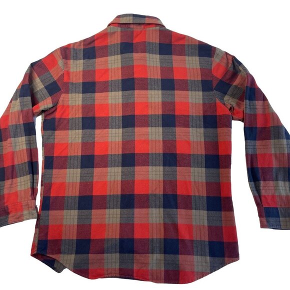 NIKE 6.0 SZ XL Plaid Button Up Flannel Shirt Long Sleeves Pockets Red Navy - Picture 2 of 10